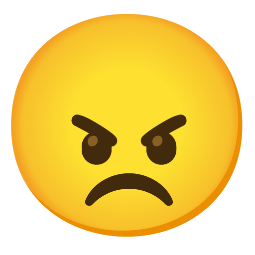 Google design of the angry face emoji verson:Noto Color Emoji 15.0