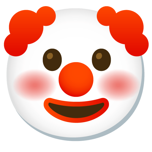 Google design of the clown face emoji verson:Noto Color Emoji 15.0
