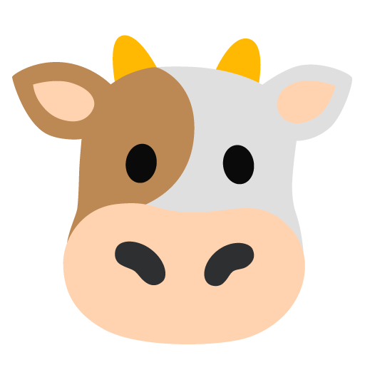 Google design of the cow face emoji verson:Noto Color Emoji 15.0