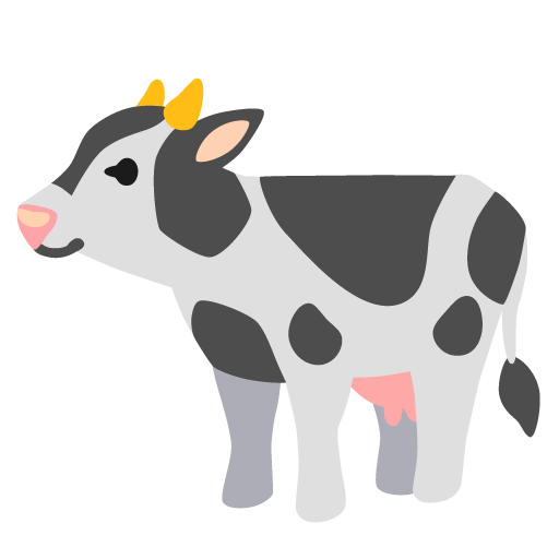 Google design of the cow emoji verson:Noto Color Emoji 15.0