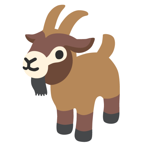 Google design of the goat emoji verson:Noto Color Emoji 15.0