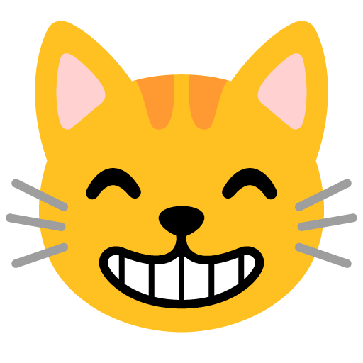 Google design of the grinning cat with smiling eyes emoji verson:Noto Color Emoji 15.0