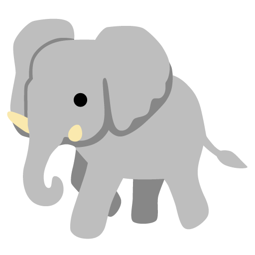 Google design of the elephant emoji verson:Noto Color Emoji 15.0