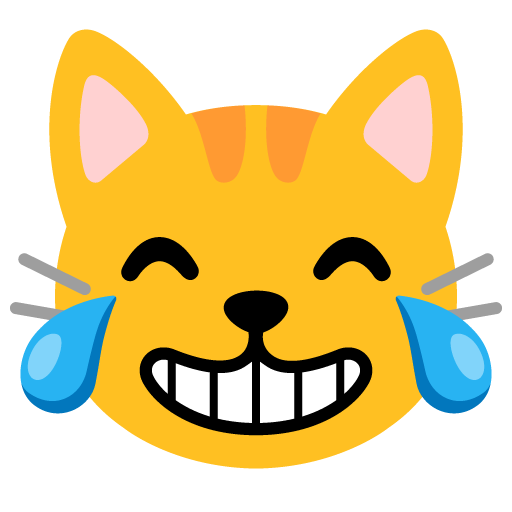 Google design of the cat with tears of joy emoji verson:Noto Color Emoji 15.0