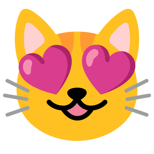 Google design of the smiling cat with heart-eyes emoji verson:Noto Color Emoji 15.0