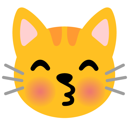 Google design of the kissing cat emoji verson:Noto Color Emoji 15.0