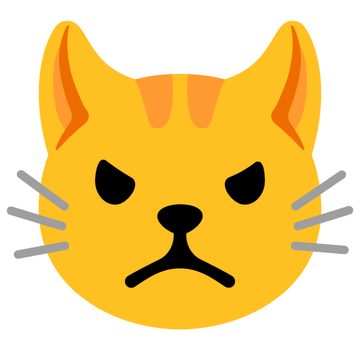 Google design of the pouting cat emoji verson:Noto Color Emoji 15.0