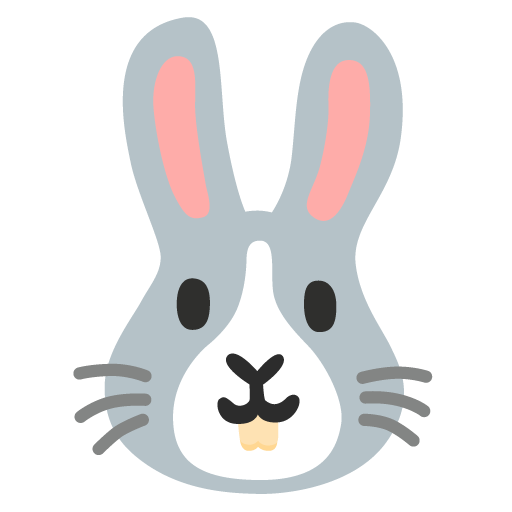 Google design of the rabbit face emoji verson:Noto Color Emoji 15.0