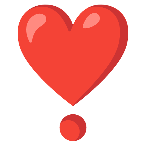 Google design of the heart exclamation emoji verson:Noto Color Emoji 15.0