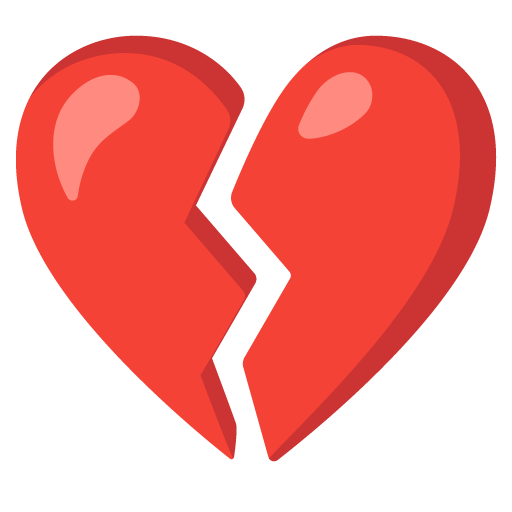 Google design of the broken heart emoji verson:Noto Color Emoji 15.0