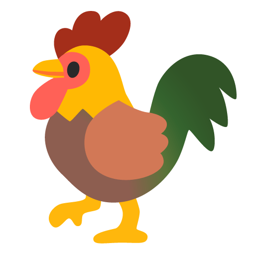 Google design of the rooster emoji verson:Noto Color Emoji 15.0