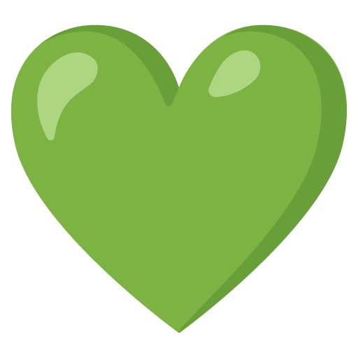 Google design of the green heart emoji verson:Noto Color Emoji 15.0