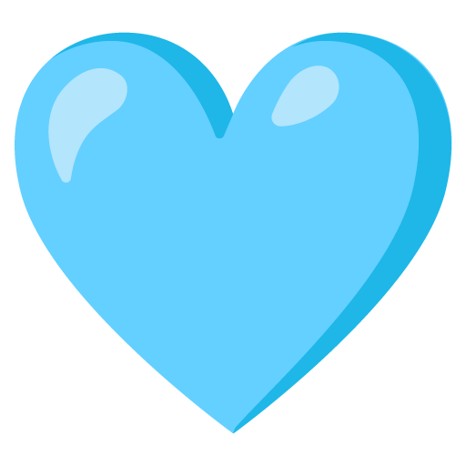 Google design of the light blue heart emoji verson:Noto Color Emoji 15.0
