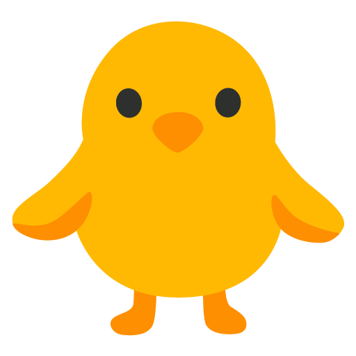 Google design of the front-facing baby chick emoji verson:Noto Color Emoji 15.0