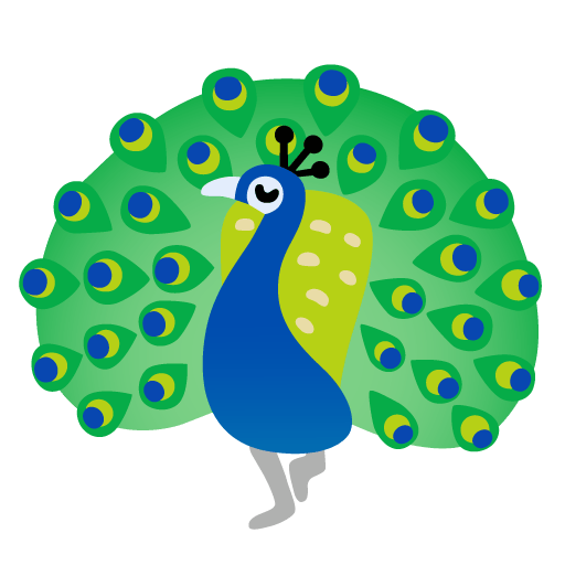 Google design of the peacock emoji verson:Noto Color Emoji 15.0