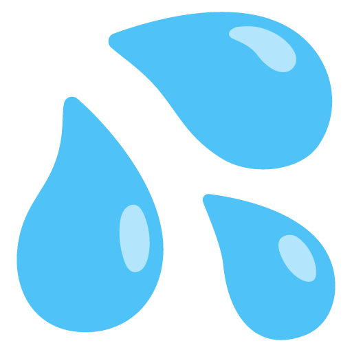 Google design of the sweat droplets emoji verson:Noto Color Emoji 15.0