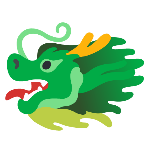 Google design of the dragon face emoji verson:Noto Color Emoji 15.0