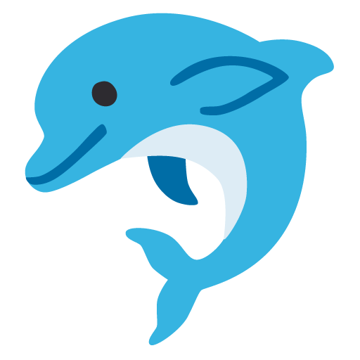 Google design of the dolphin emoji verson:Noto Color Emoji 15.0