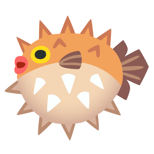Google design of the blowfish emoji verson:Noto Color Emoji 15.0
