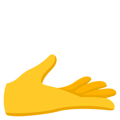 Google design of the palm up hand emoji verson:Noto Color Emoji 15.0
