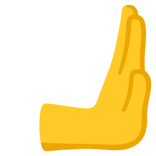 Google design of the rightwards pushing hand emoji verson:Noto Color Emoji 15.0