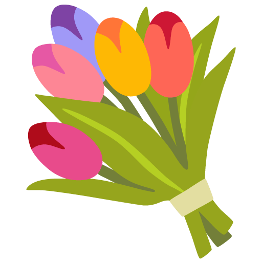 Google design of the bouquet emoji verson:Noto Color Emoji 15.0