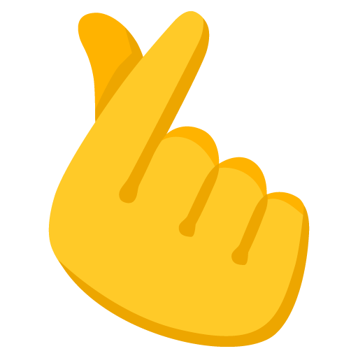 Google design of the hand with index finger and thumb crossed emoji verson:Noto Color Emoji 15.0
