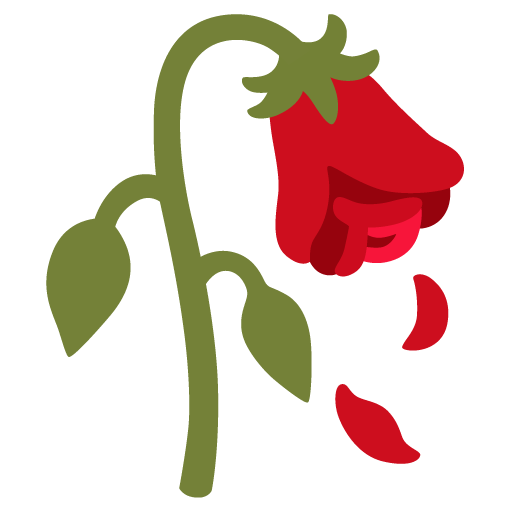 Google design of the wilted flower emoji verson:Noto Color Emoji 15.0