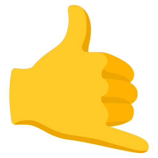 Google design of the call me hand emoji verson:Noto Color Emoji 15.0