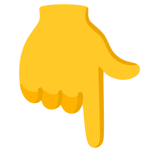 Google design of the backhand index pointing down emoji verson:Noto Color Emoji 15.0