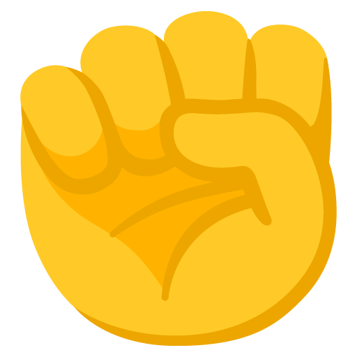 Google design of the raised fist emoji verson:Noto Color Emoji 15.0