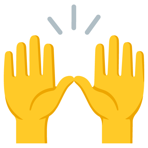 Google design of the raising hands emoji verson:Noto Color Emoji 15.0