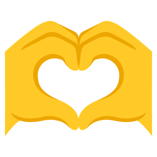 Google design of the heart hands emoji verson:Noto Color Emoji 15.0