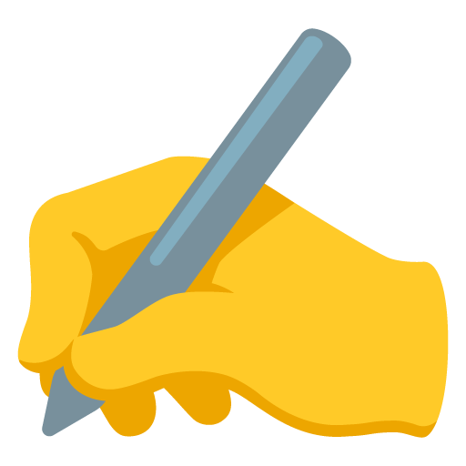 Google design of the writing hand emoji verson:Noto Color Emoji 15.0