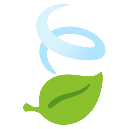Google design of the leaf fluttering in wind emoji verson:Noto Color Emoji 15.0