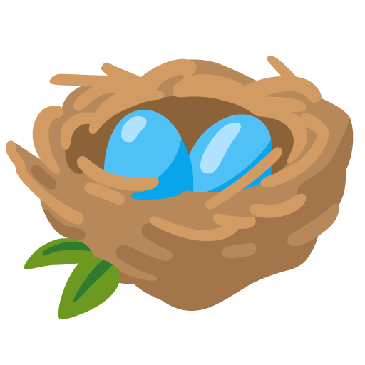 Google design of the nest with eggs emoji verson:Noto Color Emoji 15.0