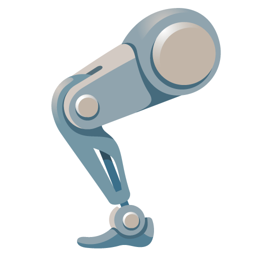 Google design of the mechanical leg emoji verson:Noto Color Emoji 15.0