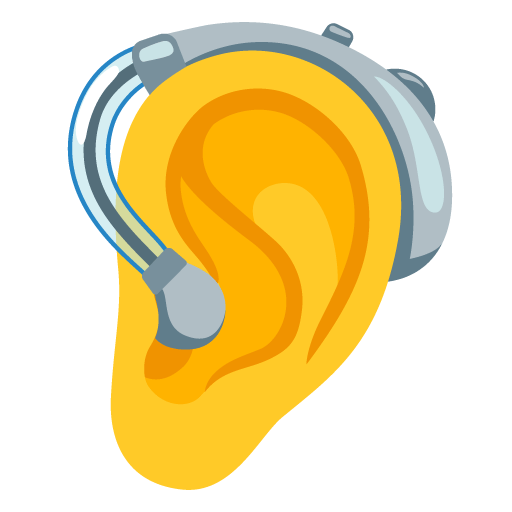 Google design of the ear with hearing aid emoji verson:Noto Color Emoji 15.0
