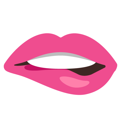 Google design of the biting lip emoji verson:Noto Color Emoji 15.0