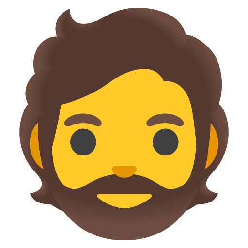 Google design of the person: beard emoji verson:Noto Color Emoji 15.0