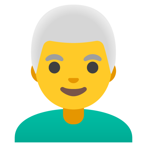 Google design of the man: white hair emoji verson:Noto Color Emoji 15.0