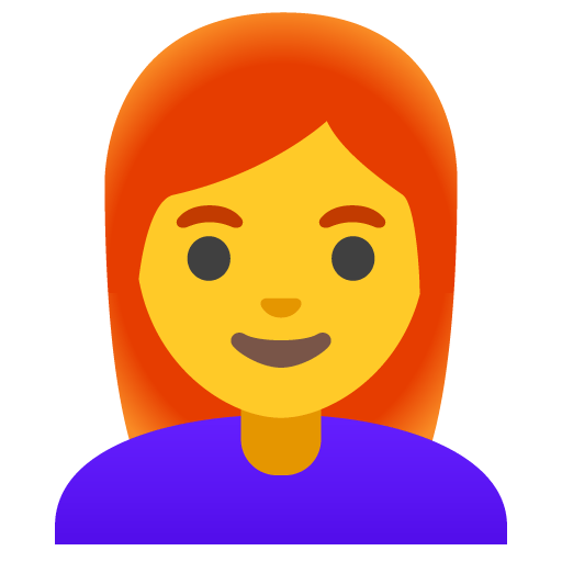 Google design of the woman: red hair emoji verson:Noto Color Emoji 15.0
