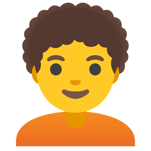 Google design of the person: curly hair emoji verson:Noto Color Emoji 15.0