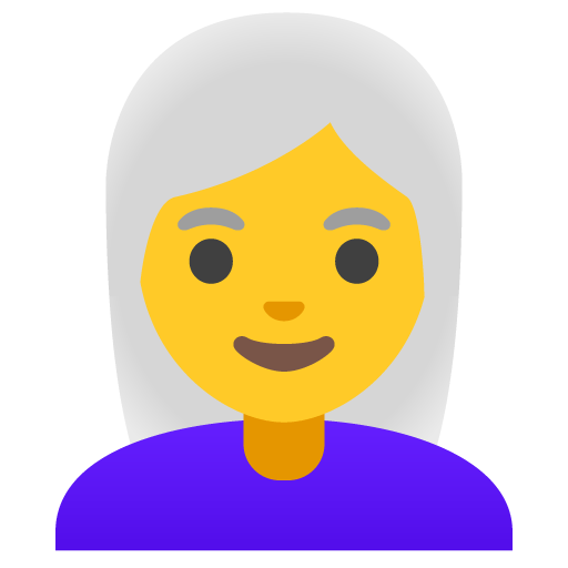 Google design of the woman: white hair emoji verson:Noto Color Emoji 15.0