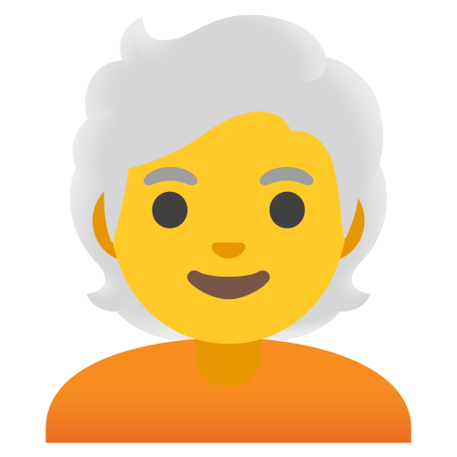 Google design of the person: white hair emoji verson:Noto Color Emoji 15.0