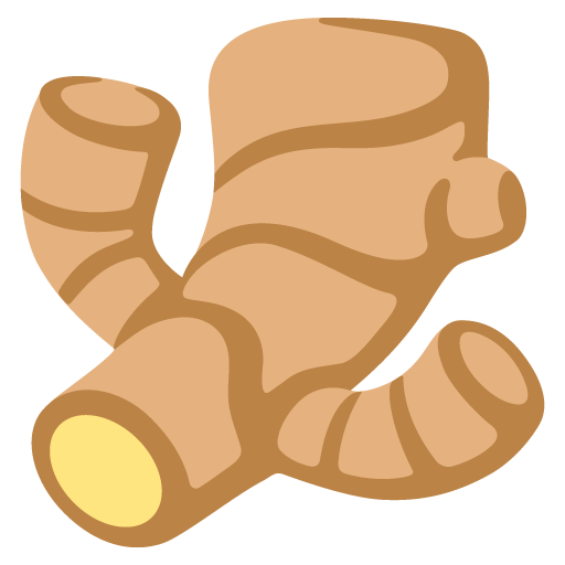 Google design of the ginger root emoji verson:Noto Color Emoji 15.0