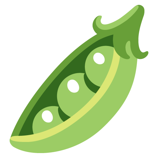 Google design of the pea pod emoji verson:Noto Color Emoji 15.0
