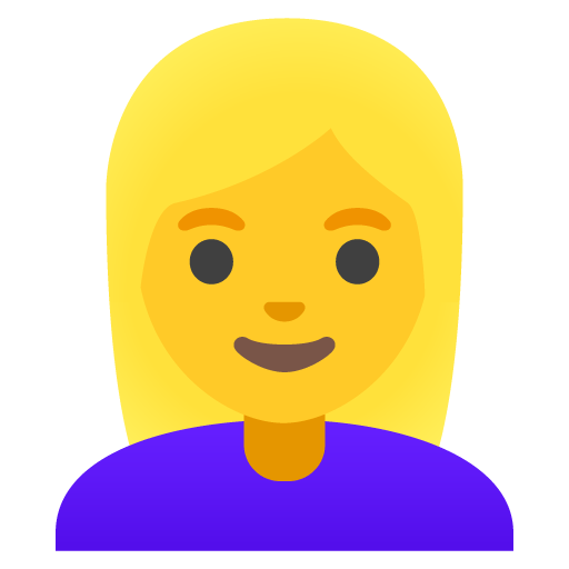 Google design of the woman: blond hair emoji verson:Noto Color Emoji 15.0