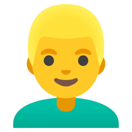 Google design of the man: blond hair emoji verson:Noto Color Emoji 15.0