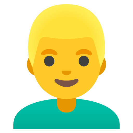 Google design of the man: blond hair emoji verson:Noto Color Emoji 15.0